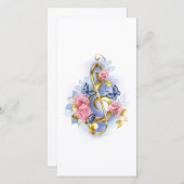 Sleutel van sol met roze rozen save the date (Voorkant / Achterkant)