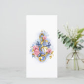 Sleutel van sol met roze rozen save the date (Staand voorkant)