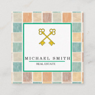  sleutel   Vastgoedtaxateur Key Logo Vierkante Visitekaartje