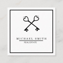  sleutel | Vastgoedtaxateur Key Logo Vierkante Visitekaartje