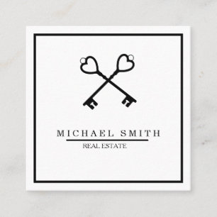 sleutel   Vastgoedtaxateur Key Logo Vierkante Visitekaartje