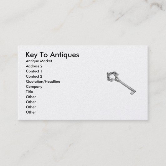 Sleutel voor de Antiek markt van Antieke Visitekaartje (Voorkant)