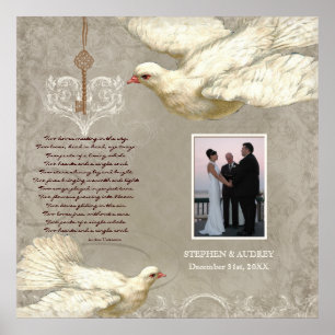 Sleutel voor mijn Heart Dove Wedding Gift Foto Pri Poster
