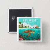  Sleutel West Florida Vierkante Button 5,1 Cm (Voorkant /achterkant)
