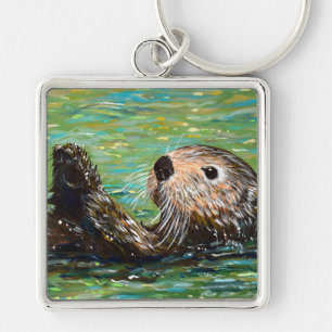 Sleutelanhanger met zeeotter-schildering sleutelhanger