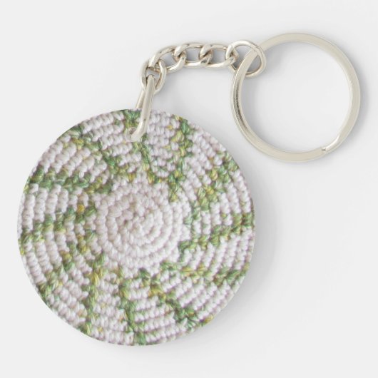 Sleutelhanger (acryl) - witte en groene spiraal (v (Achterkant)