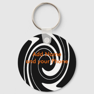 Sleutelhanger Black White Swirl voegt naam en tele