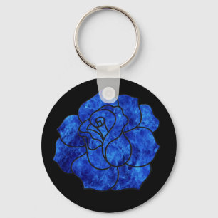 Sleutelhanger blauw Roos