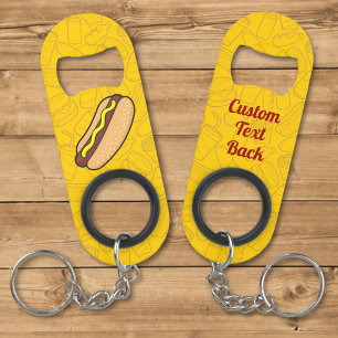 Sleutelhanger flesopener in de vorm van een hotdog mini flessenopener