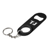 Sleutelhanger flesopener | Naam monogram initiaal Mini Flessenopener (Voorkant Gekanteld)