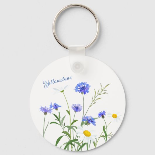 Sleutelhanger-geelsteen Wilde bloemen Sleutelhanger (Voorkant)