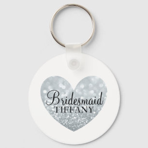 Sleutelhanger - Glitter Heart Bridesmaid Name