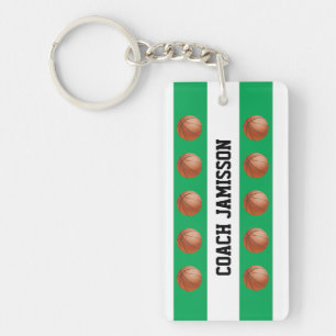 Sleutelhanger, groen/wit voor Basketball Coach, sp Sleutelhanger