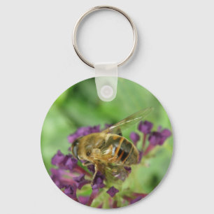 Sleutelhanger Honingbijen en paarse bloemen