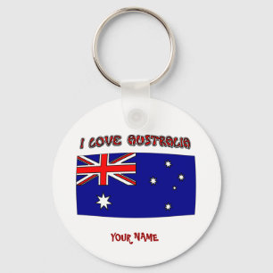 Sleutelhanger I Love Australia Flag Jouw naam