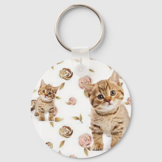 Sleutelhanger Kitten Cat Floral (Voorkant)