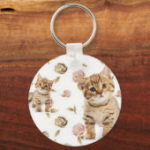 Sleutelhanger Kitten Cat Floral (Voorkant)
