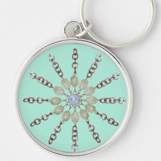 Sleutelhanger - Koperketting en kralen (Voorkant)