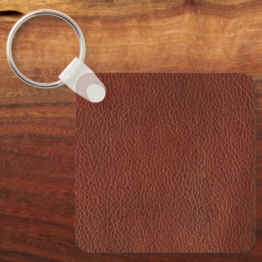 Sleutelhanger lederen metaal vierkant (Voorkant)