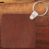 Sleutelhanger lederen metaal vierkant (Achterkant)