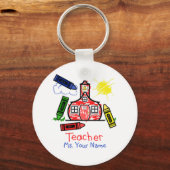 Sleutelhanger leraar — Schoolhouse & Crayons (Voorkant)