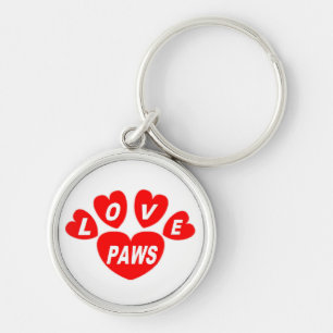 Sleutelhanger Love Paws Hearts Red
