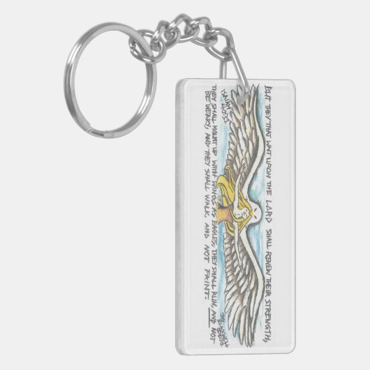 Sleutelhanger met bemoedigende scriptie (Voorkant Links)