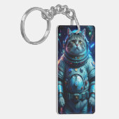 Sleutelhanger met een astronautenkat in de ruimte (Voorkant Links)