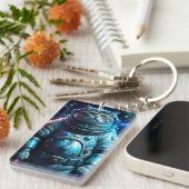 Sleutelhanger met een astronautenkat in de ruimte (Voorkant Rechts)