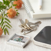 Sleutelhanger met eigen foto & naam, Cadeau voor v (Zijkant)