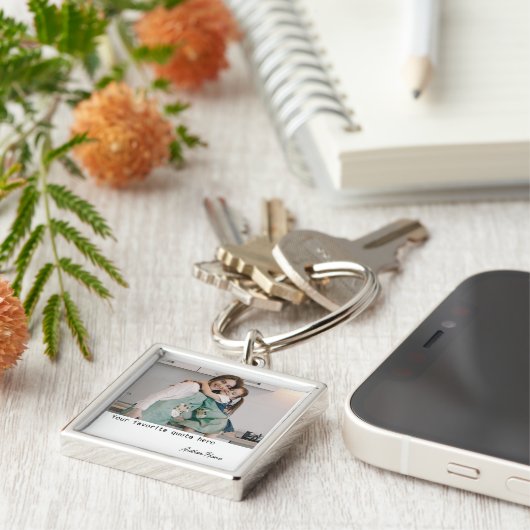 Sleutelhanger met eigen foto & naam, Cadeau voor v (Zijkant)