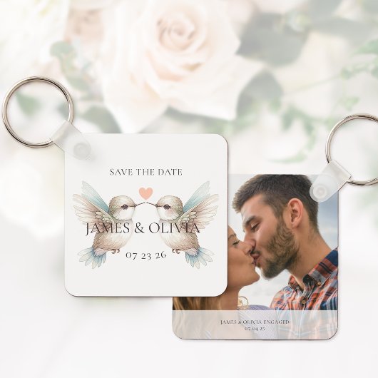 Sleutelhanger met foto Save the Date trouwthema