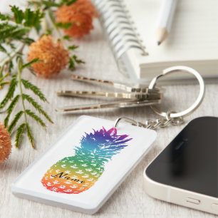 Sleutelhanger met gekleurde ananas met aangepaste 