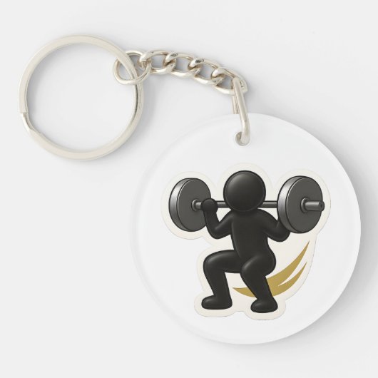 Sleutelhanger met gewichtheffen ontwerp – Gym & Fi (Voorkant)