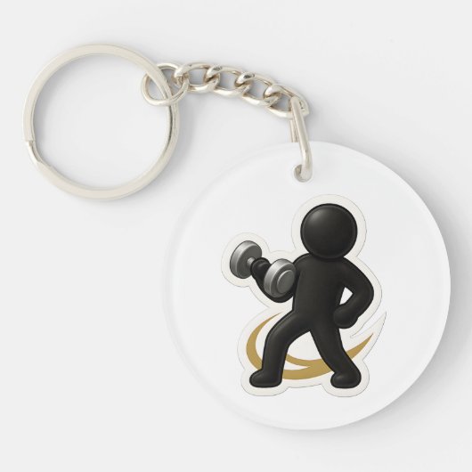 Sleutelhanger met gewichtheffer ontwerp – Gym & Fi (Voorkant)