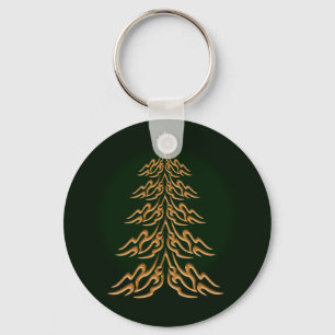 Sleutelhanger met groene kerstbomen