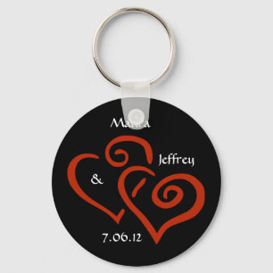 Sleutelhanger met ingesloten harten met  tekst