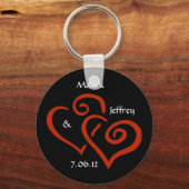 Sleutelhanger met ingesloten harten met  tekst (Voorkant)