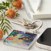 Sleutelhanger met kattengezicht Kunst Ring (Voorkant Rechts)