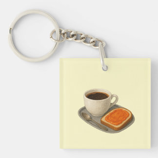 Sleutelhanger met koffie en toast