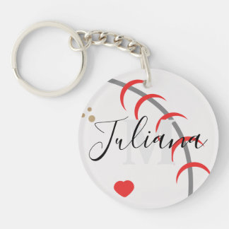 Sleutelhanger met monogram voor honkbalmoeder, -va