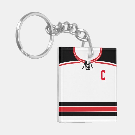 Sleutelhanger met naam & nummer van shirt, Hockey (Voorkant Links)