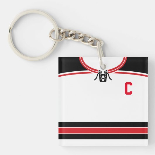 Sleutelhanger met naam & nummer van shirt, Hockey (Voorkant)