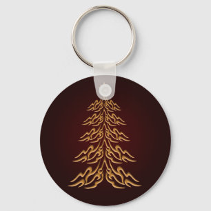 Sleutelhanger met rode kerstbomen