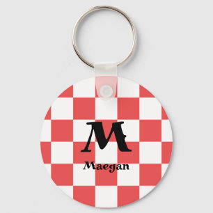 Sleutelhanger met rood geruit patroon achtergrond