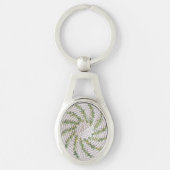 Sleutelhanger (metaal) - Groene spiraal op wit (Voorkant)