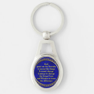 Sleutelhanger: Metaal: Serenity Prayer Gold op Blu Sleutelhanger