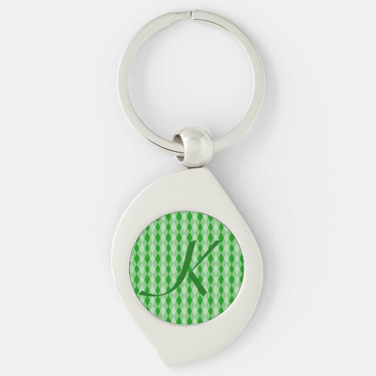 Sleutelhanger - Monogram over Groen patronen (Voorkant)