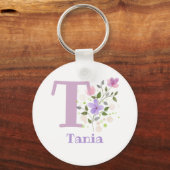 Sleutelhanger of Key Fob in een Floral Design met (Voorkant)