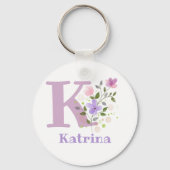 Sleutelhanger of Key Fob in een Floral Design met (Voorkant)